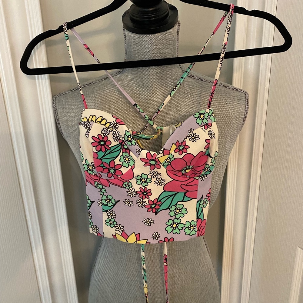 Zara criss cross floral top